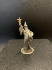Vintage Ray Lamb Pewter Wizard Figurine Crystal & Gold Tone Star Wand 3” picture