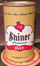 1972 BOTTOM OPEN SHINER PREMIUM STRAIGHT STEEL PULL TAB BEER CAN SPOETZL TEXAS picture