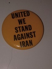 Vintage Pro Iran Anti War Pinback Button, Fargo Nd picture