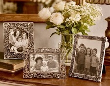 Lot of 3 Ornate Pewter Tone Metal Photo Frames 4x6, 6x4 & 5x7 NEW picture