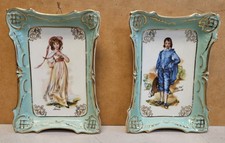 Vintage PINK GIRL AND BLUE BOY Porcelain Trinket Pin Dish Plates GAINSBOROUGH picture