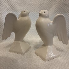 Vintage Lefton China Dove Candlestick Holders 1986 Christmas Holly picture