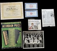 Accordion Memorabilia Lot Vintage Certificates Photos Music Book AAA Ephemera picture