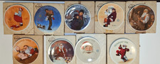 LOT OF 9 VINTAGE NORMAN ROCKWELL CHRISTMAS PLATES W/COA's & BOXES 1980-1989 picture