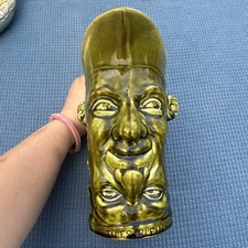 German Majolica Sarreguemines Two Faced Pitcher 1890’s picture