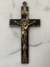 Antique Vintage 1870s Crucifix, Gilt Cast Bronze, Lovely Modeling and Patina picture
