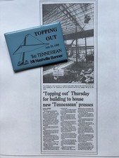 Souvenir Pin 1989 ‘The Tennessean’ Newspaper Tops Out New Press Building picture