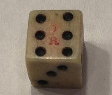Authentic 1/4+” Rev.War Era Bone (Bovine)  Crown & GR Stamped Dice picture