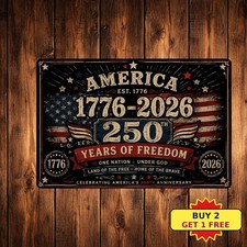 Patriotic July 4th Anniversary Birthday Party Metal Sign 8x12 Inch picture