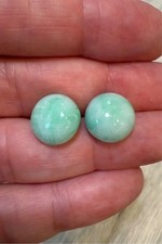 Vintage Jade Stone Button Cabochons Beautiful MCM Natural Earrings picture