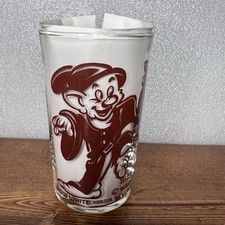 Dopey Maroon Glass Tumbler Snow White & Seven Dwarfs Disney Vintage 1938 Prom picture