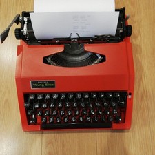 Brother Young Elite 513 Red Portable Manual Typewriter QWERTY Case Tested Japan picture