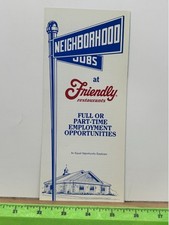 1985 Friendly's Restaurant Employee Job Employment Brochure Vintage picture