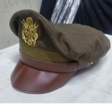 WW2 USAAF Crusher Cap - Army Air Corp Officer Pilot Visor Hat (Reproduction) picture