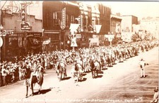 RPPC Pendleton OR Oregon Round Up Parade Native American Indian ca1930s Postcard picture