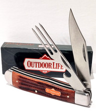 Outdoor Life HOBO Jig Bone Folding Knife w/ Fork Utensil Boy Scouts Camping Tool picture