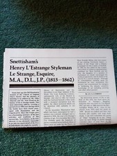 El34 Ephemera 1980s article Snettisham Henry l'estrange styleman le strange  picture