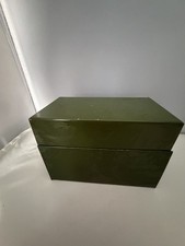 Vintage J Chein & Co Green Metal Tin Recipe Index Card File Storage Box picture