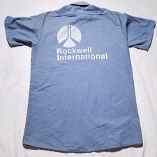 Vintage Rockwell International Employee Shirt M Patch Rocket Aerospace Uniform  picture