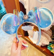 Disney Parks Cinderella Minnie Mouse Ears Blue Headband Disneyland 2024 picture