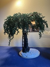 Miniature Treehouse Tree Figurine , Round Base, Beaded, 3D Matte picture