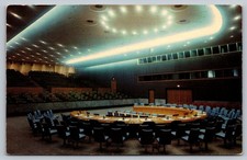 1952 United Nations Security Council Chamber NY Postcard UN Building picture