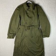 Vtg Military Trench Coat  OG 107 Mans Small Regular Wind Resistant Sateen picture