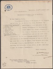 JN  India 1929 Foreign and Political Department Delhi Letter to Maharaja Gondal picture