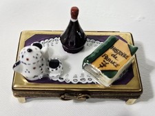 RARE MINT Rochard Limoges Trinket Box BIENVENUE COFFEE TABLE RETIRED NEW picture