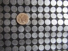 Vintage SHIMMERY SILVER CIRCLES On BLACK 1990'sCOTTON Fabric - 1 yd picture