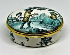 HALCYON DAYS ENAMEL BOX - ANTIQUE REPRODUCTION - WHIMSICAL COURTING DOGS - LOVE picture