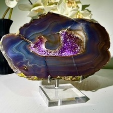 2.66LB Natural Amethyst Agate Crystal Hand cut Piece Specimen Healing picture