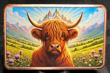 Highland Cow Design 5 oz .999 Fine Copper Bar Limited Mintage 5000 In Capsule picture