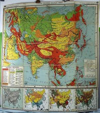 Atwood Regional-Political Series Asia Map 1949 Printed USA Wall Chart picture