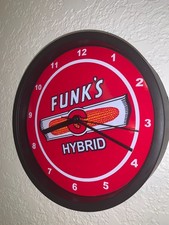 Funk's Hybrid Seed Feed Store Barn Fam Man Cave Advertising Clock Sign picture