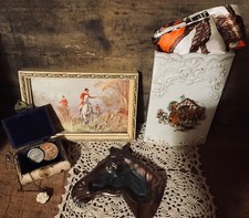 Vintage lot for Vignette Equestrian Fox Hunt inspired smalls found, collected picture