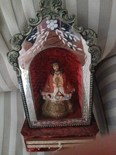 Vtg Ornate  Sacred Heart Jesus   Religious Light up Catholic Shrine  picture