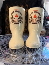 Vintage 1986 Frontierland Disneyland Golden Horseshoe Plastic Cowboy Boot Mugs picture