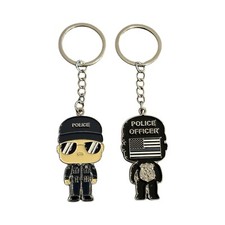 Lot of FIVE Mini Police Officer KEYCHAINS Blue Line Patrol NYPD Gift Fun PD V1 picture