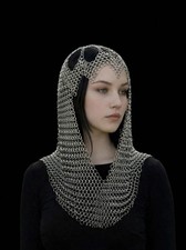 Medieval Handmade Chainmail Headpiece Gothic For Tomorrowland Party Larp Sca picture