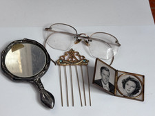 Vintage Grandma's Vanity Drawer 12K GF Spectacles, Hand Mirror, Hair Pin, Frame picture