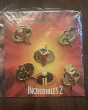 Disney Pins Pixar THE INCREDIBLES 2 Pin Booster Pack 5 trading Pin set   picture