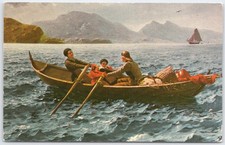 Vintage 'The Helping Hand' by Hans Dahl Norwegian Art Postcard picture