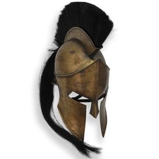 Greek Spartan Costume Helmet with Black Crest - 18 Gauge Steel Movie Prop picture