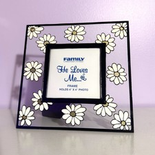 New Vintage Y2K Glass Picture Frame w/ Daisies 2000’s Family Christian Stores picture