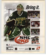 NHL 2K6 Xbox 360 PS2 Vintage Print Ad/Poster Official Marty Turco Dallas Stars picture