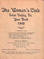 1945 ENON VALLEY, PENNSYLVANIA vintage year book meeting program WOMEN'S CLUB picture