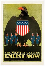 Original 1931 Navy Recruiting Poster - The Navy Is Calling Enlist Now picture