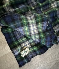 VTG LL Bean Wool Camp Blanket Plaid 72x60 Throw Freeport Maine Cabincore picture