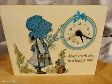 Vintage Holly Hobbie Wall Clock 1975, American Greetings Corp. 10”x 8” X 1.25” picture